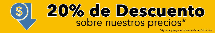 20% de Descuento sobre nuestro precios.